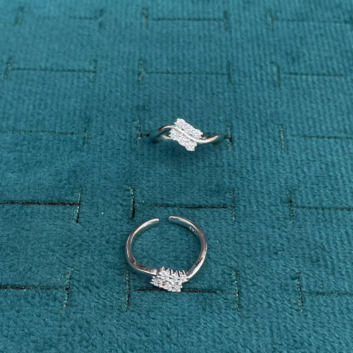 92.5 Silver CZ Toe Rings for Women