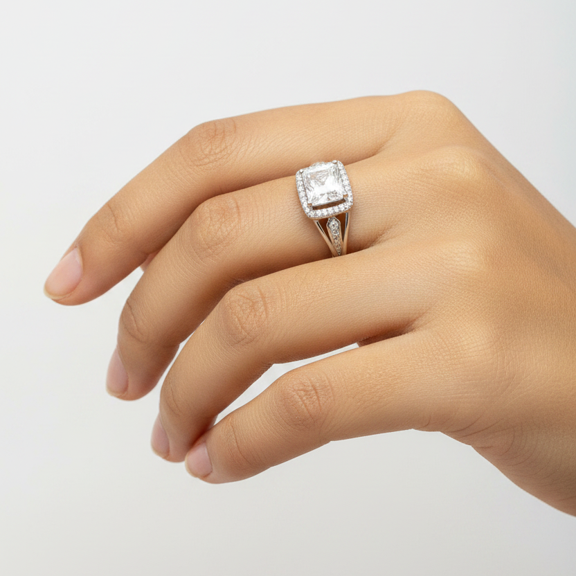92.5 Silver White Stone Ring for Women Size 10 | Stylish Elegant Design | Premium Jewellery