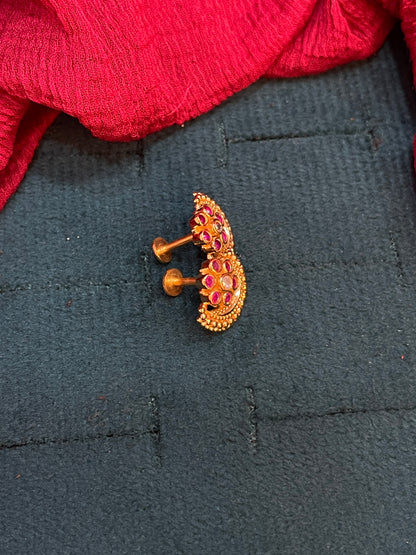 925 Silver Gold Plated Ruby Studs