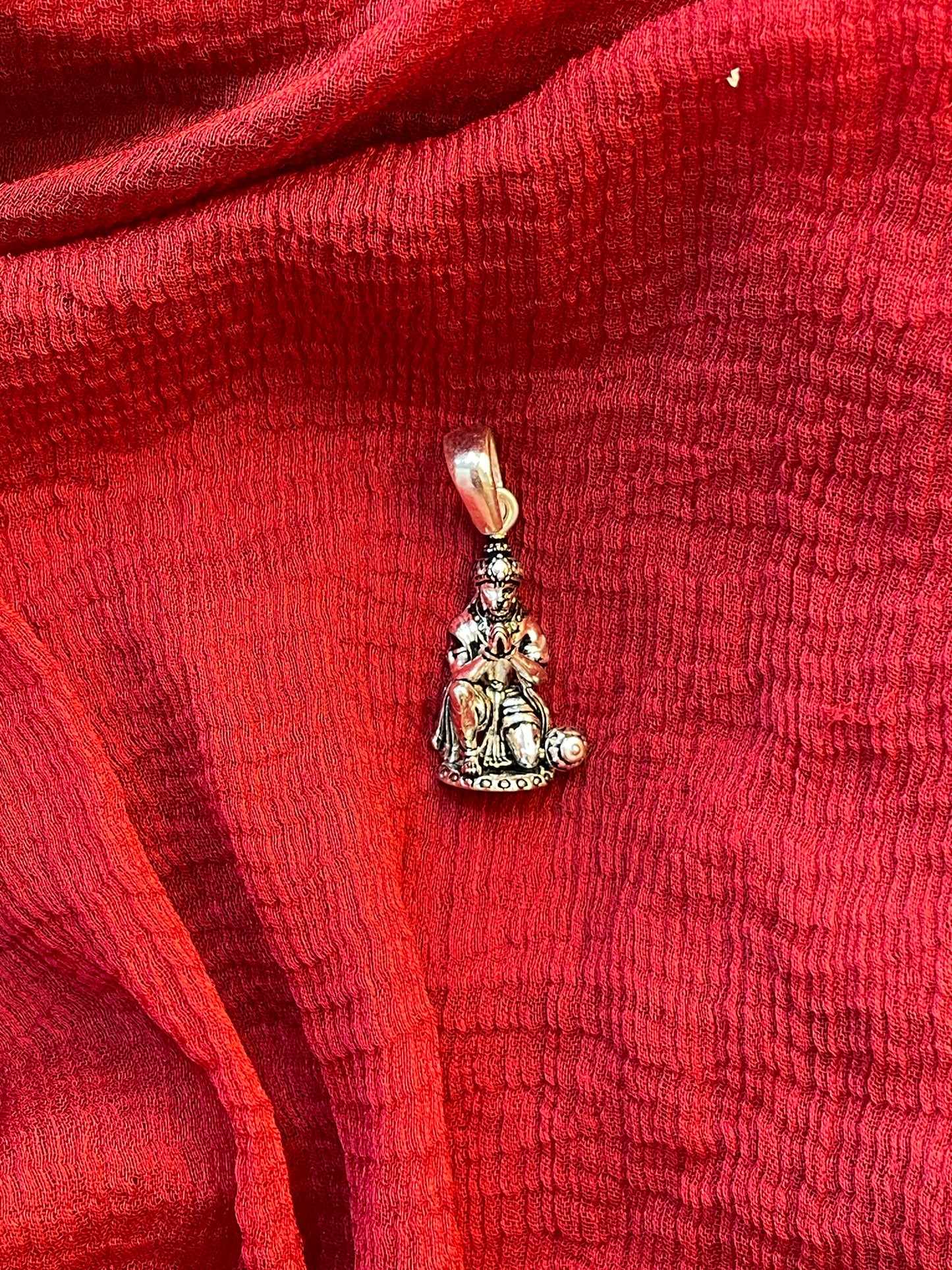 92.5 Silver Oxidised Hanuman Pendant for Men & Women | Bajrangbali Antique Design | Temple Jewellery
