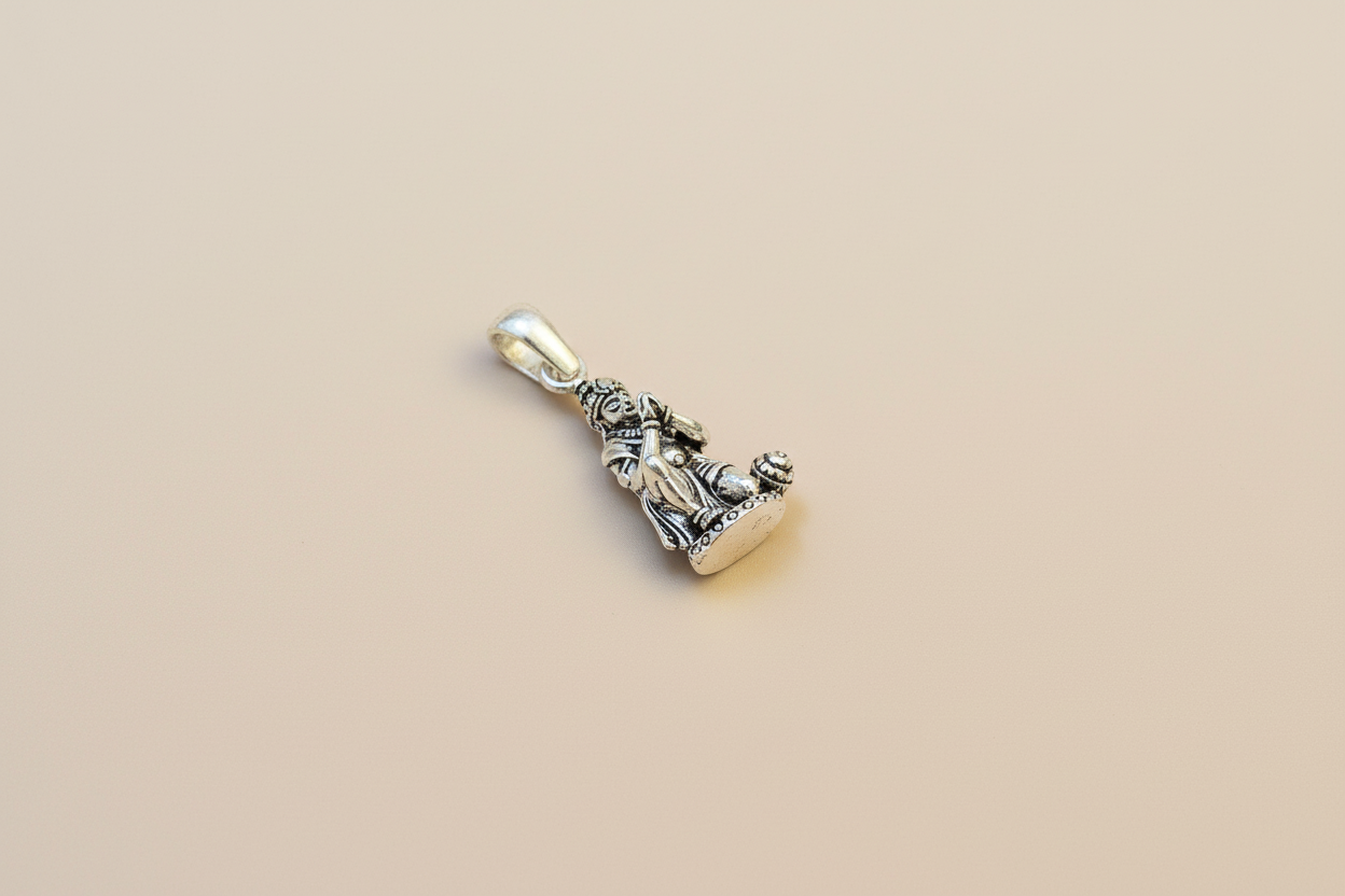 92.5 Silver Oxidised Hanuman Pendant for Men & Women | Bajrangbali Antique Design | Temple Jewellery