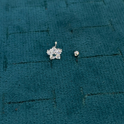 925 Silver 5 Petal Flower Studs - Ball back pair