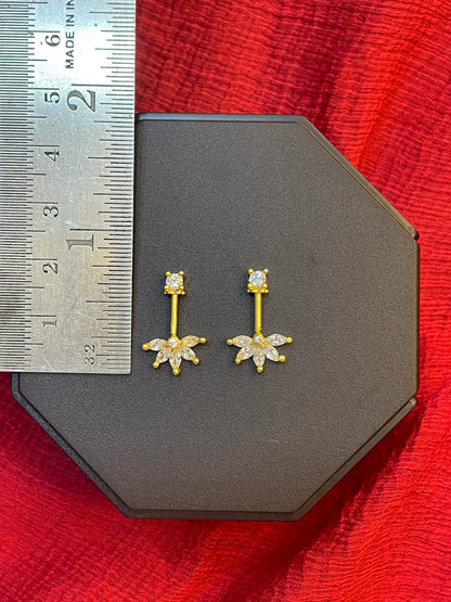 92.5 Silver Gold Plated Flower Bugadi - Pair