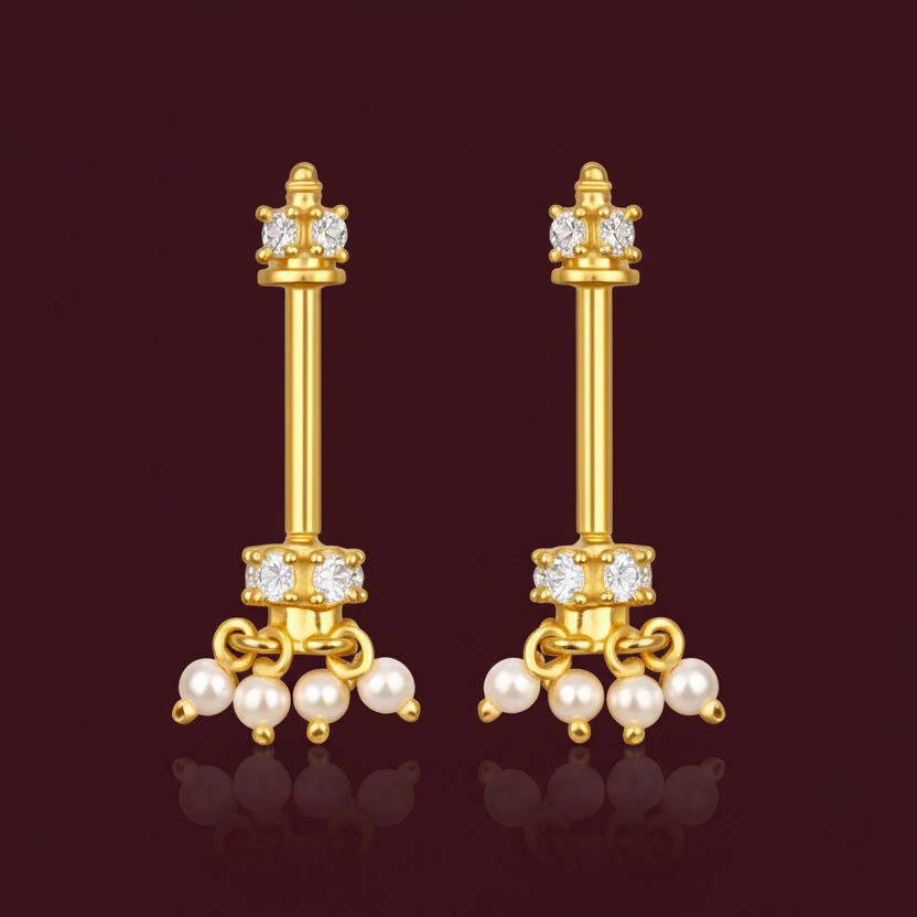 92.5 Silver Mini Jhumki Bugadi (White) | Stylish Cute Design | Elegant Jewellery