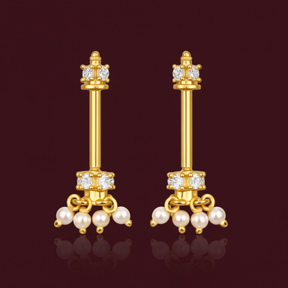 92.5 Silver Mini Jhumki Bugadi (White) | Stylish Cute Design | Elegant Jewellery