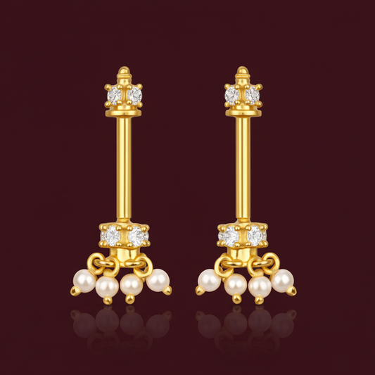 92.5 Silver Mini Jhumki Bugadi (White) | Stylish Cute Design | Elegant Jewellery