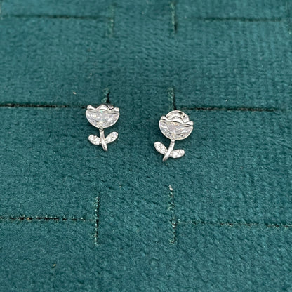 92.5 Silver Rose Stud Earrings | Classy Premium Floral Design | Jewellery pair