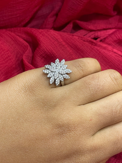 92.5 Silver Stylish Classy Flower Ring for Women Size 11 | Elegant Floral Design | Premium Jewellery