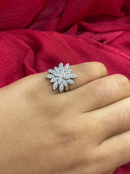 92.5 Silver Stylish Classy Flower Ring for Women Size 11 | Elegant Floral Design | Premium Jewellery
