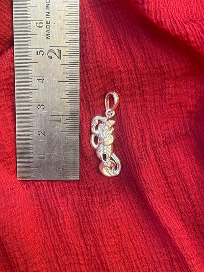 92.5 Silver Ganesha Standing on Snake Design Pendant for Men & Women – Traditional Temple Style