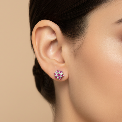 92.5 Silver Ruby Star Studs Pair