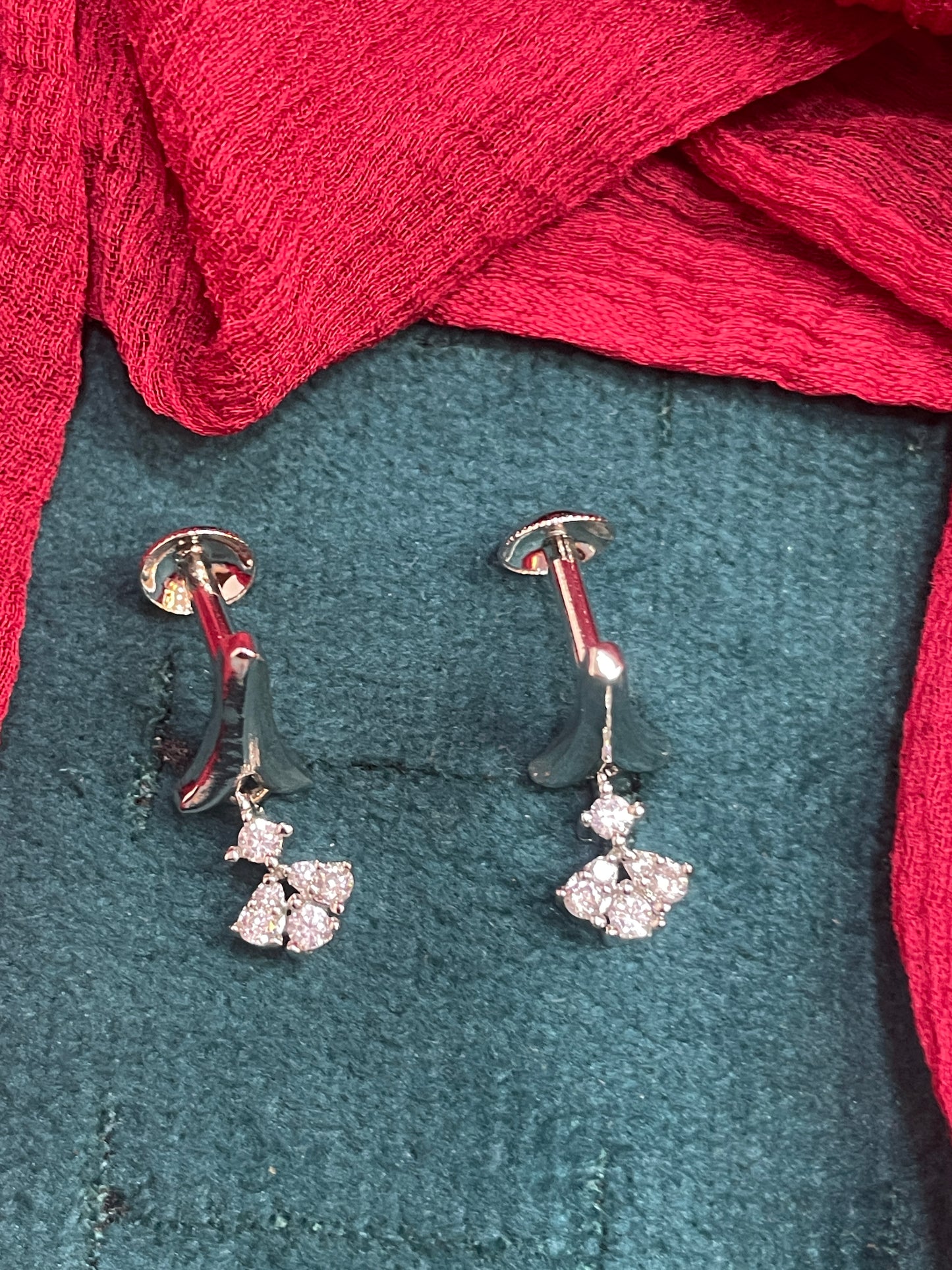 92.5 Silver Drop Studs Pair