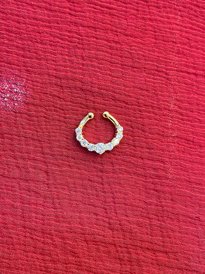 92.5 silver classy gold plated white stone septum