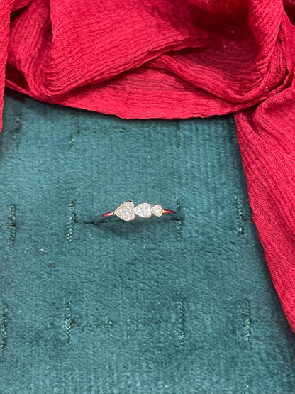 92.5 Silver Tri Heart Ring - Size 14