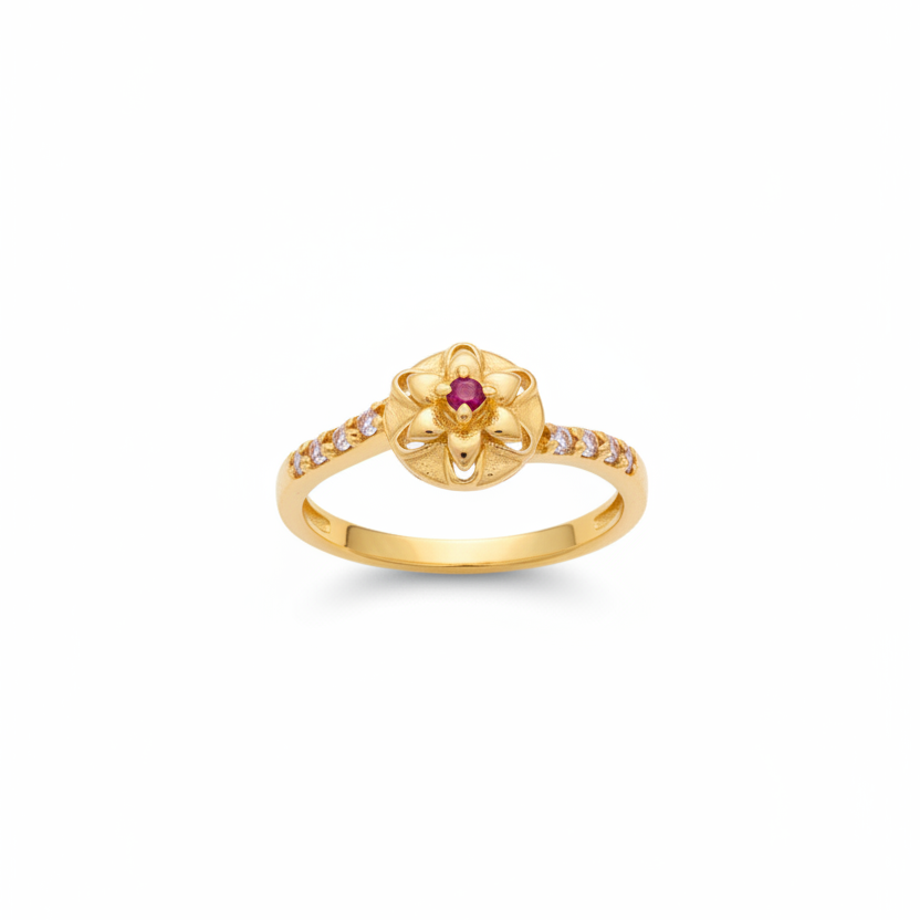 92.5 silver gold plated classy flower ring size 16