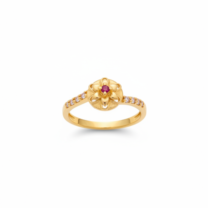 92.5 silver gold plated classy flower ring size 16