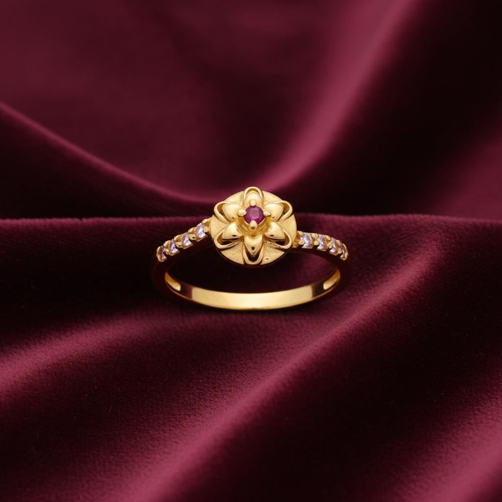 92.5 silver gold plated classy flower ring size 16