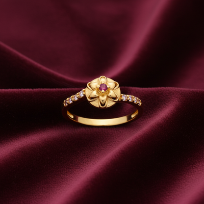 92.5 silver gold plated classy flower ring size 16