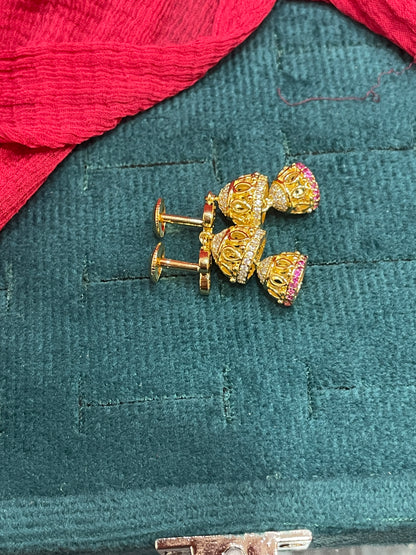 925 Silver Gold Plated Double Jhumki