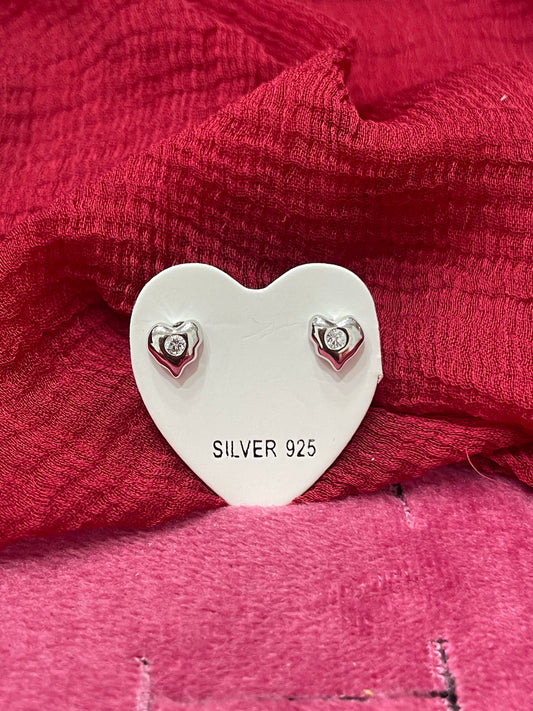 92.5 Silver Mini Heart Studs | Stylish Cute Design | Jewellery