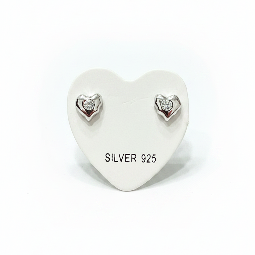 92.5 Silver Mini Heart Studs | Stylish Cute Design | Jewellery
