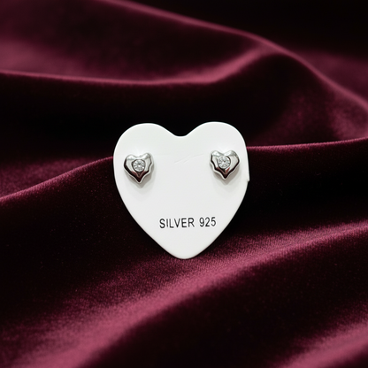92.5 Silver Mini Heart Studs | Stylish Cute Design | Jewellery