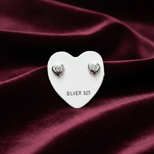 92.5 Silver Mini Heart Studs | Stylish Cute Design | Jewellery