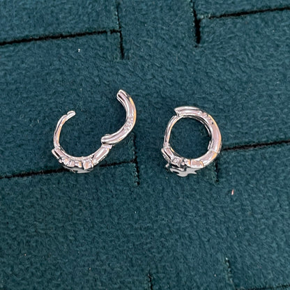 92.5 Silver Enamel Puppy Huggie Hoop Earrings for Girls