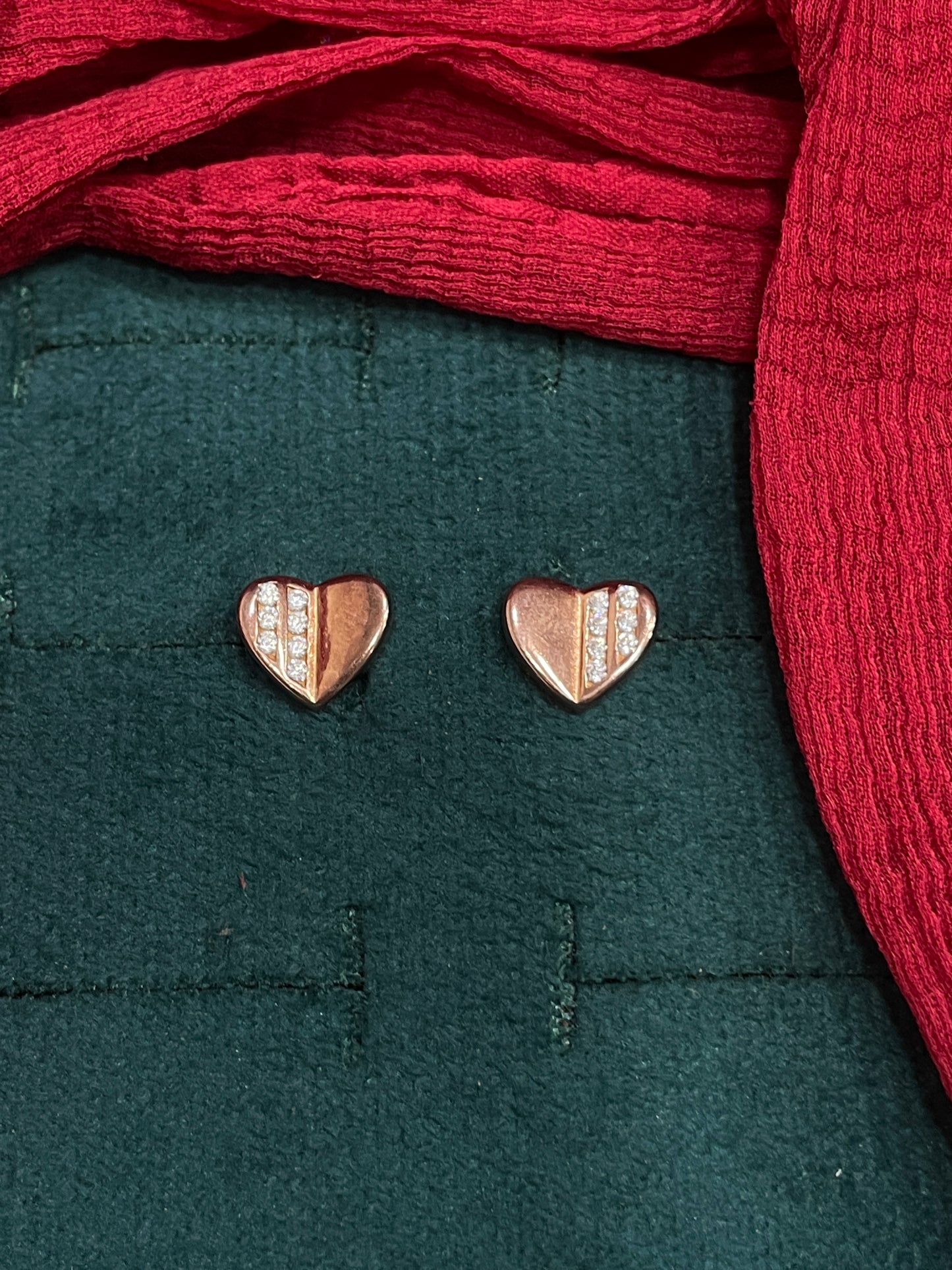 92.5 Silver Rose Gold Plated Heart Studs | Stylish Romantic Design