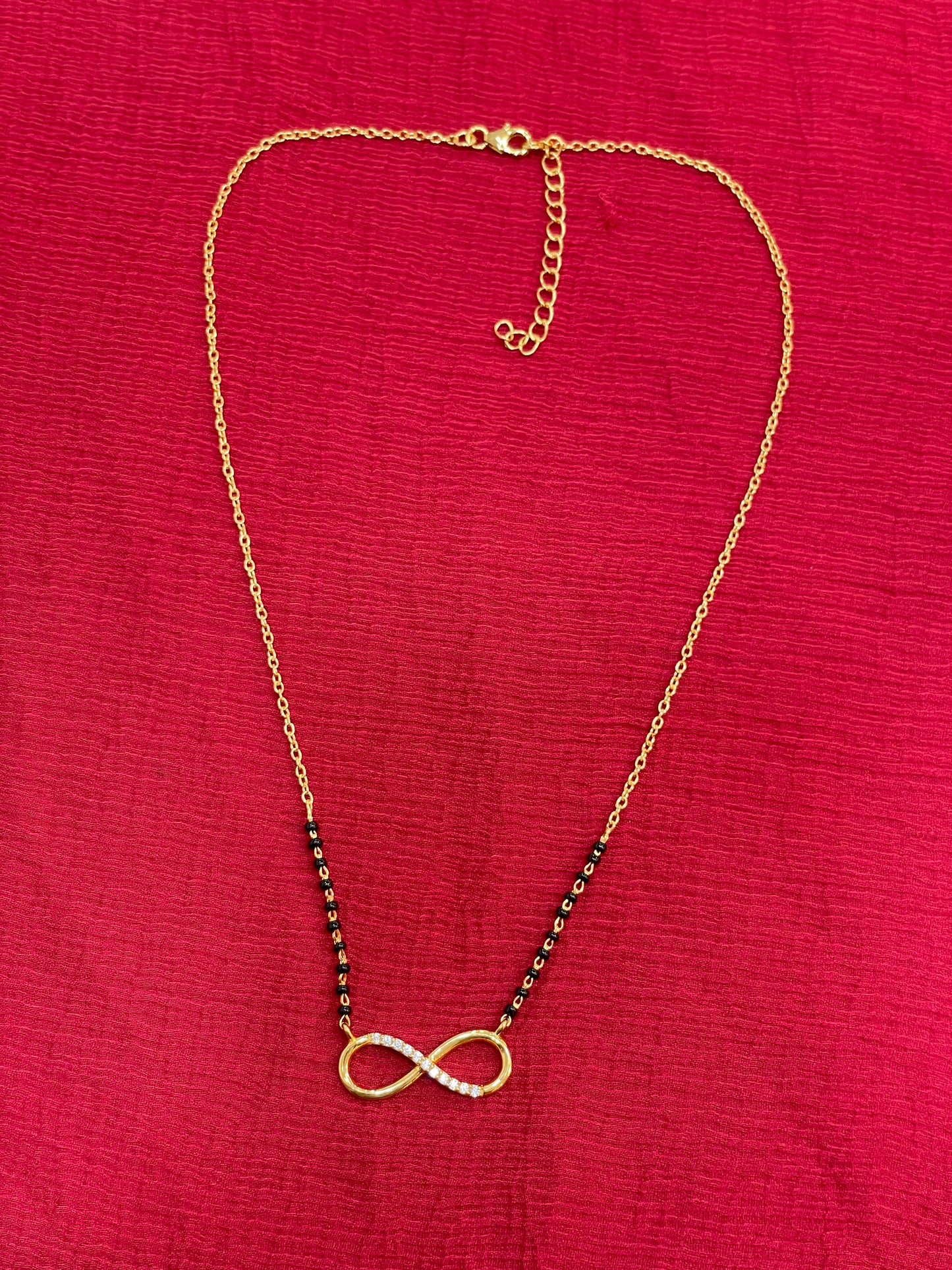 925 Silver Gold Plated Infinity Black Bead Chain
