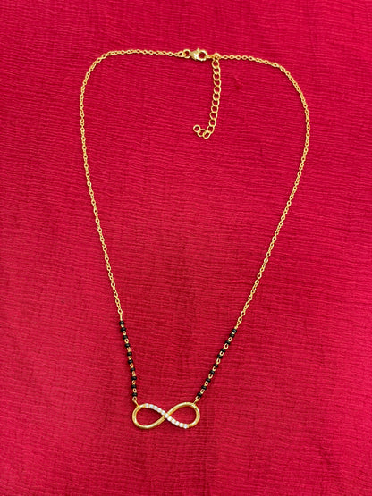 925 Silver Gold Plated Infinity Black Bead Chain