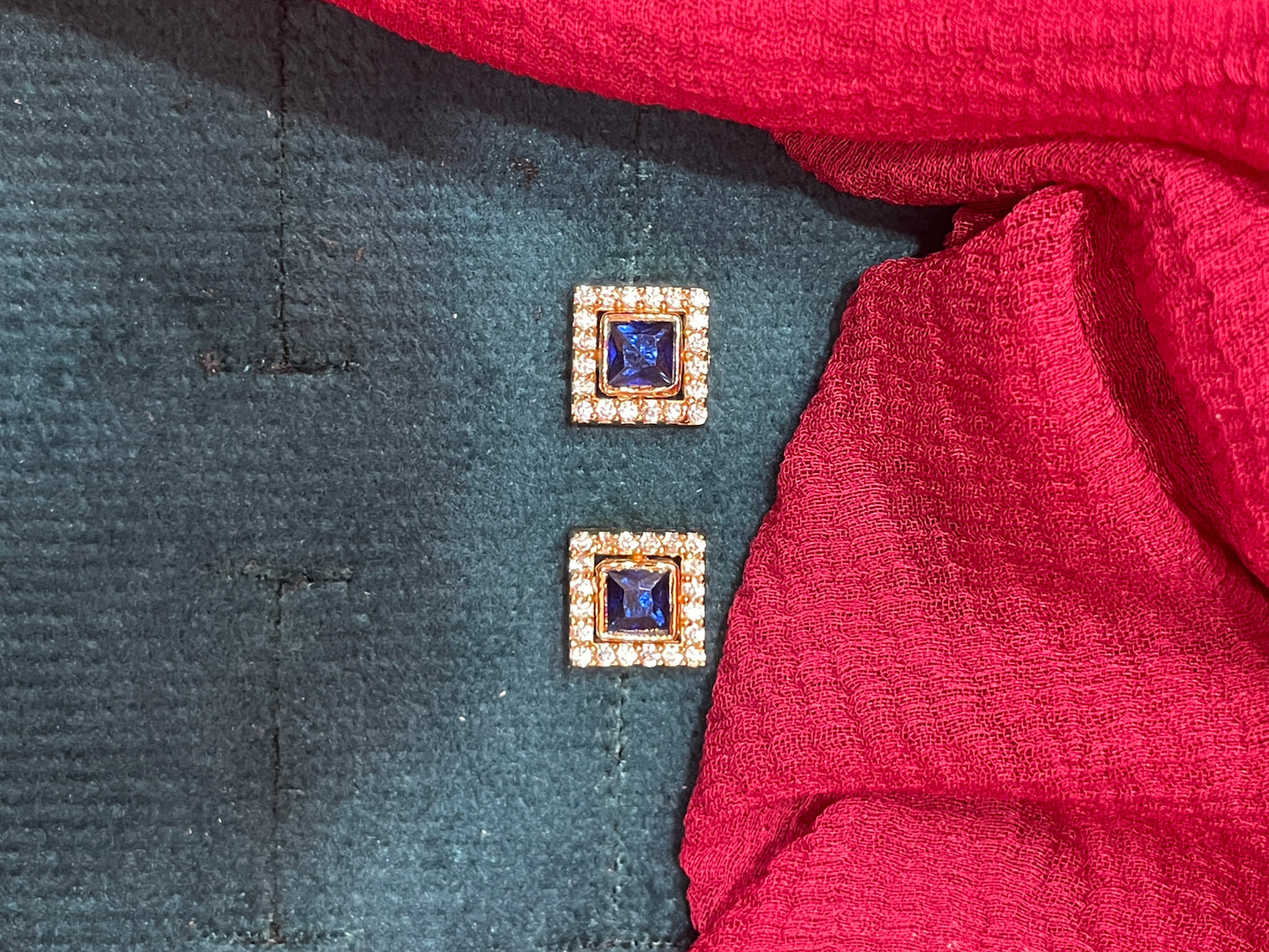 92.5 silver gold plated classy blue stone earrings