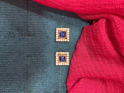92.5 silver gold plated classy blue stone earrings