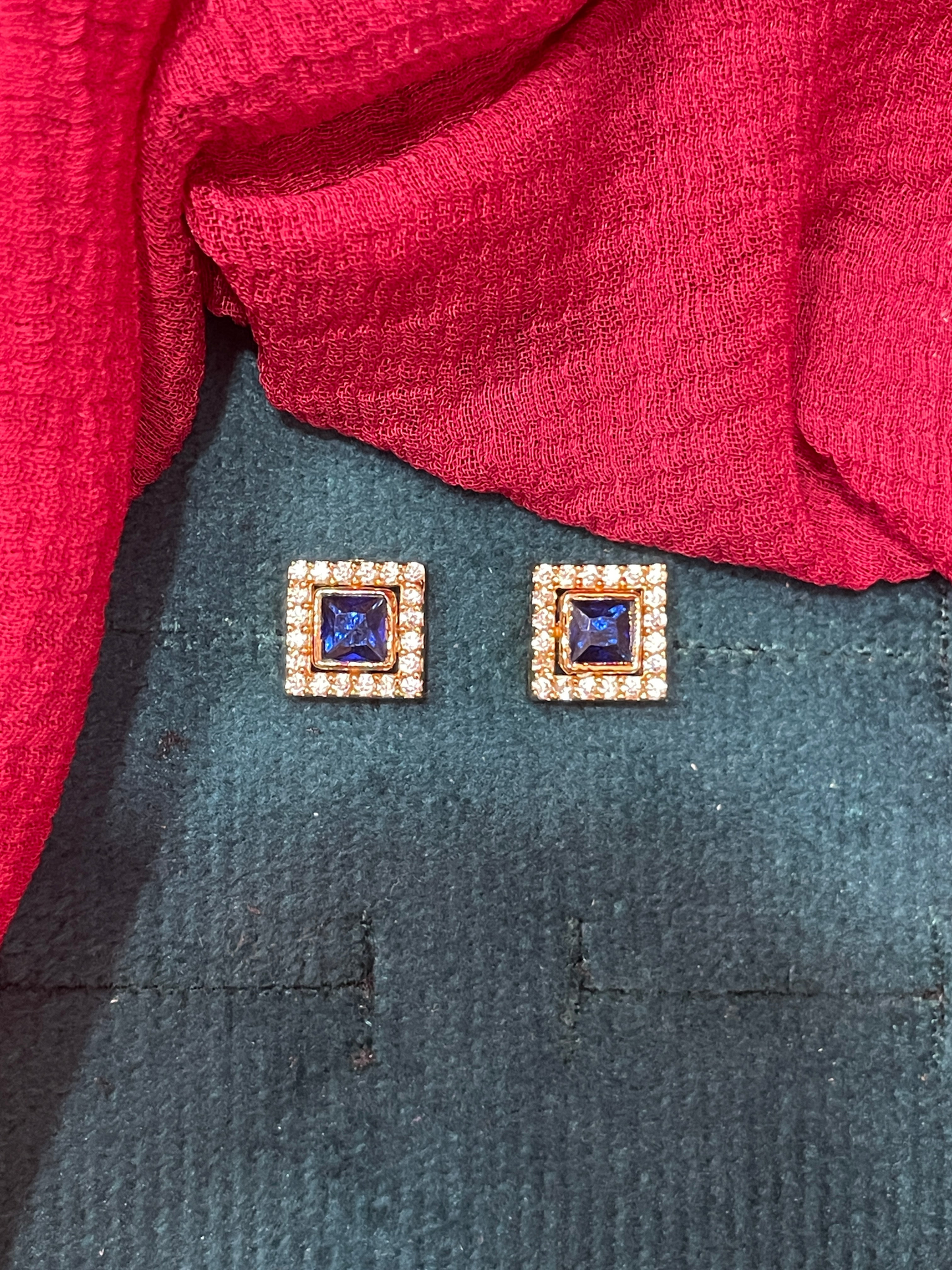 92.5 silver gold plated classy blue stone earrings