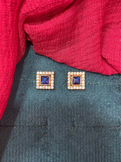 92.5 silver gold plated classy blue stone earrings