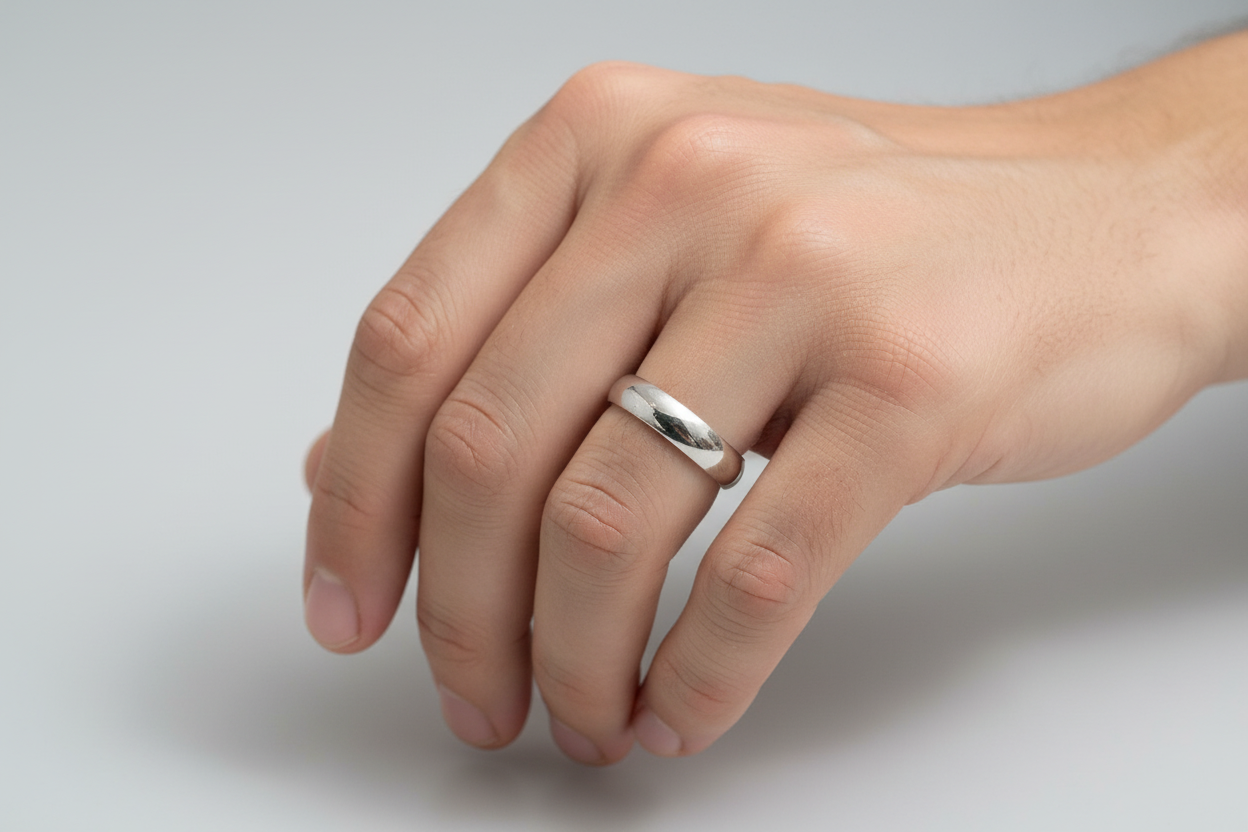 92.5 Silver Plain Men’s Ring Size 7 | Stylish Minimal Finish | Elegant Jewellery