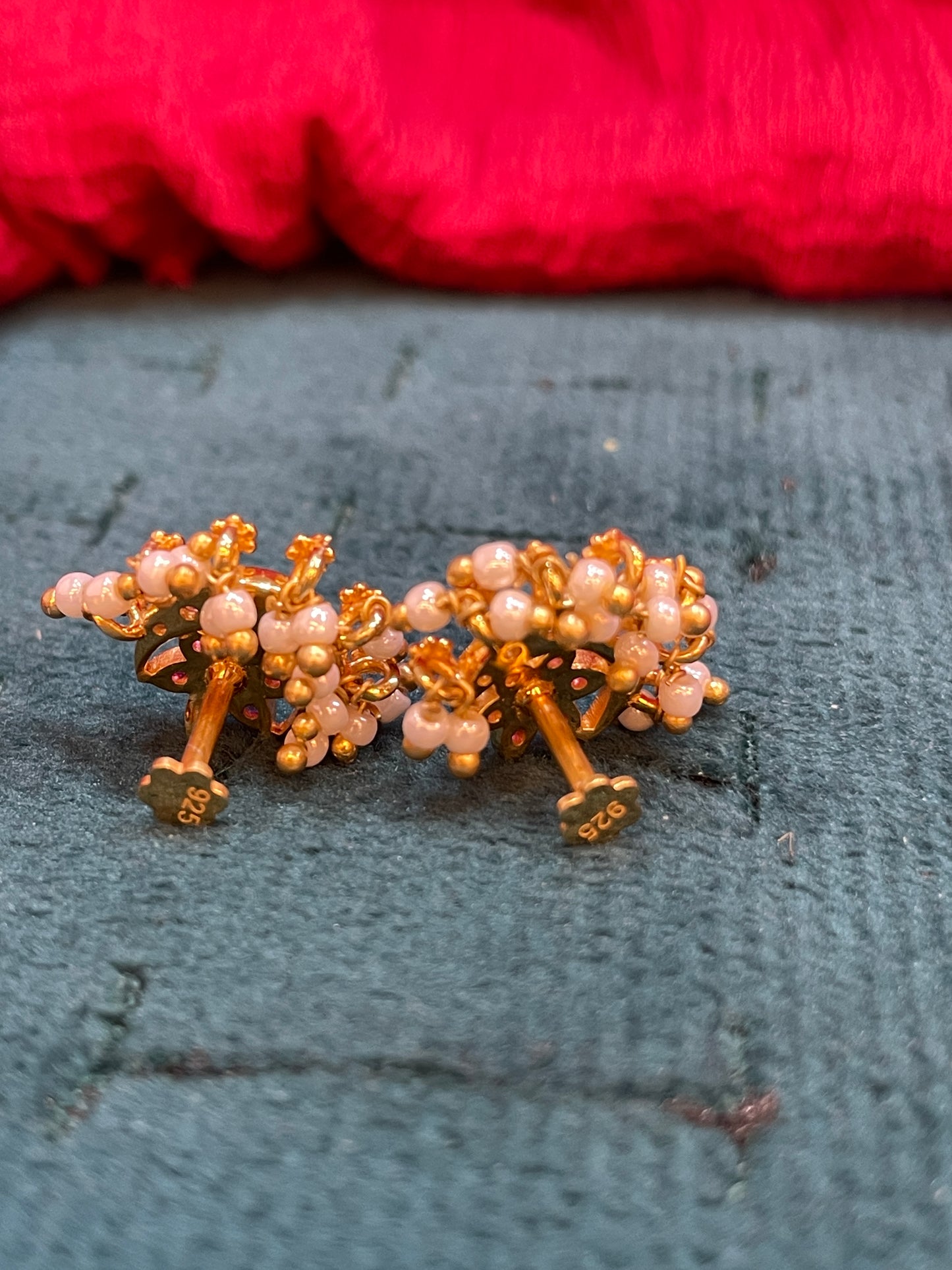 92.5 Silver Gold Plated Pearl Drop Studs