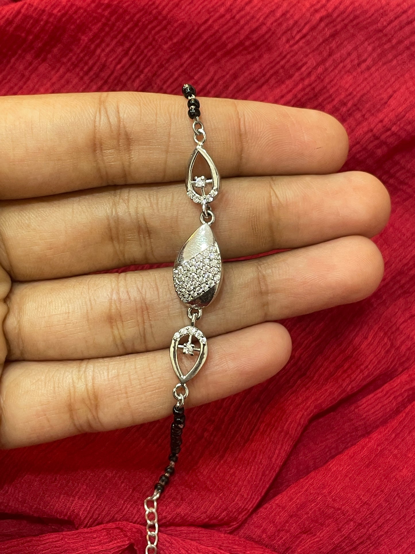 92.5 Silver Black Beads Bracelet for Women 8 Inches | Stylish Elegant Design | Daily Wear Jewellery