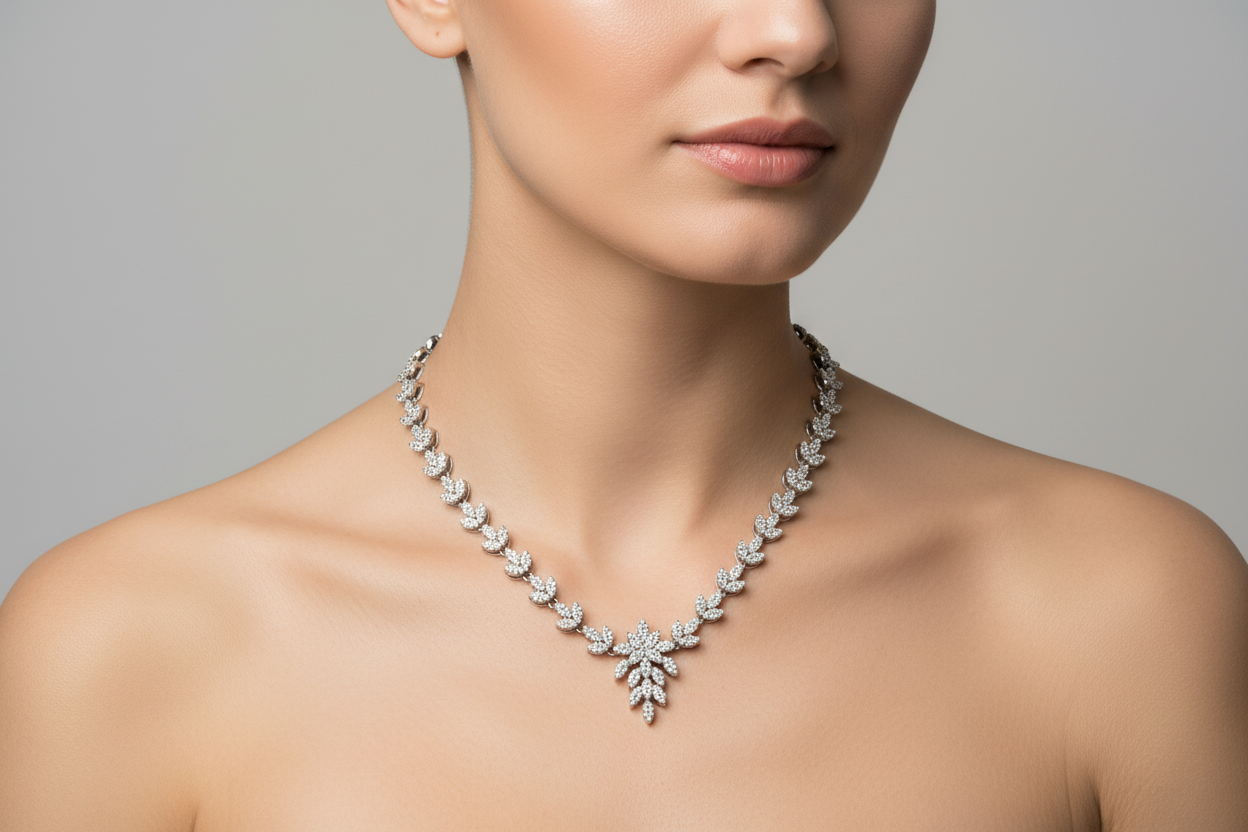 92.5 Silver Leaf Necklace for Women 19 Inches | Stylish Nature-Inspired Design | Elegant Jewellery