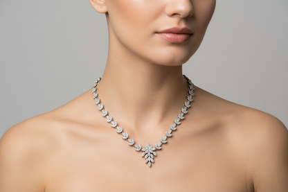 92.5 Silver Leaf Necklace for Women 19 Inches | Stylish Nature-Inspired Design | Elegant Jewellery