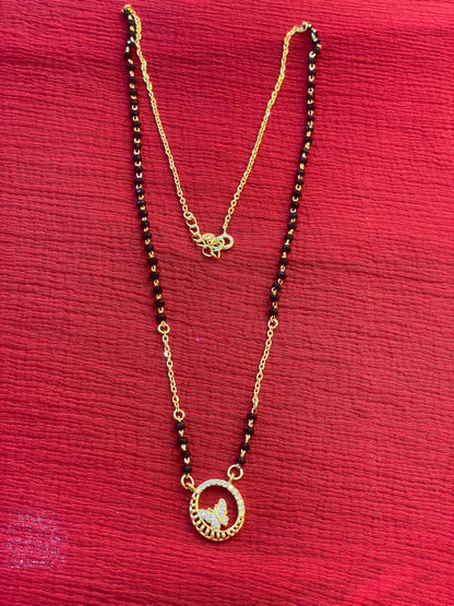 92.5 silver classy butterfly black bead chain 19.5 inches