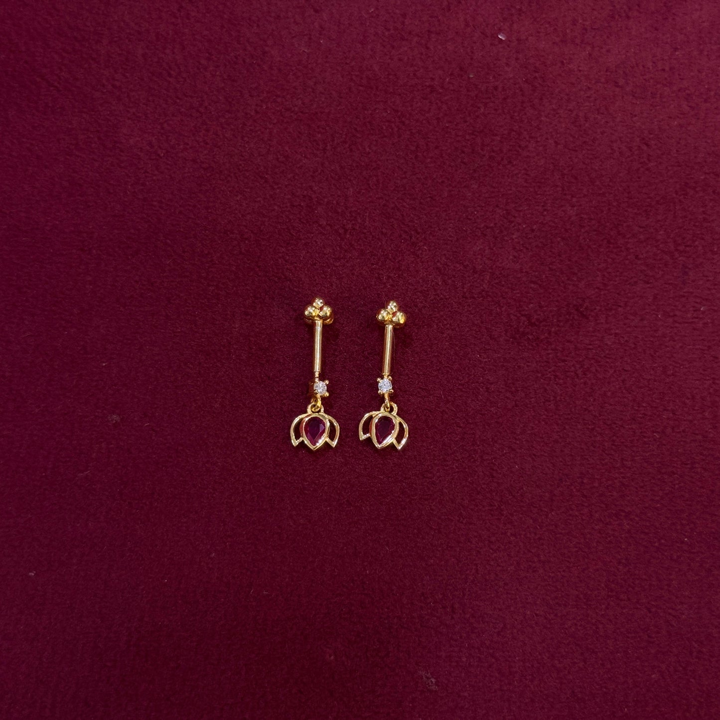 92.5 Silver Gold Plated Lotus Temple Bugadi - Pair