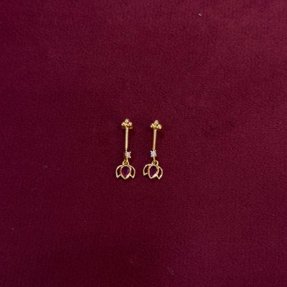 92.5 Silver Gold Plated Lotus Temple Bugadi - Pair