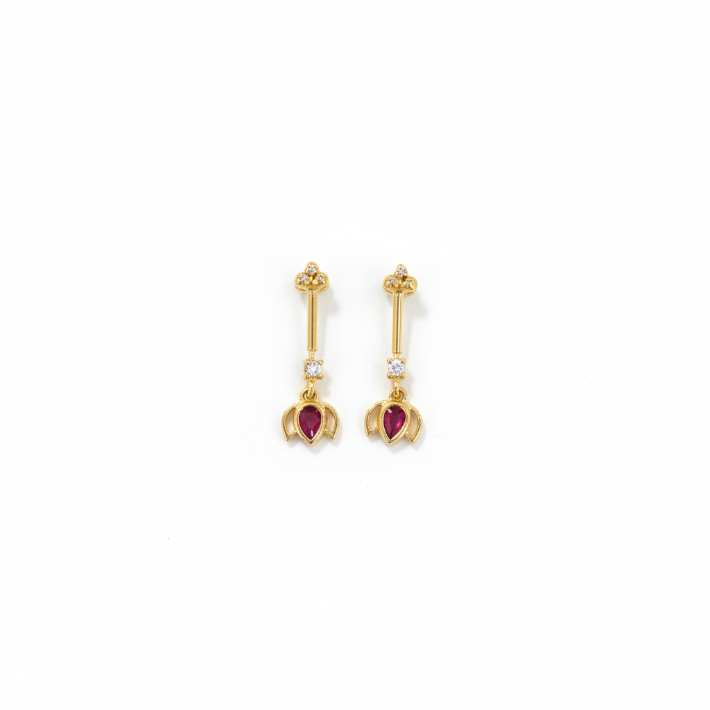 92.5 Silver Gold Plated Lotus Temple Bugadi - Pair