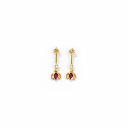 92.5 Silver Gold Plated Lotus Temple Bugadi - Pair