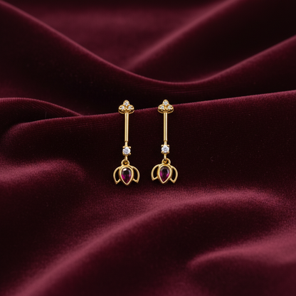 92.5 Silver Gold Plated Lotus Temple Bugadi - Pair
