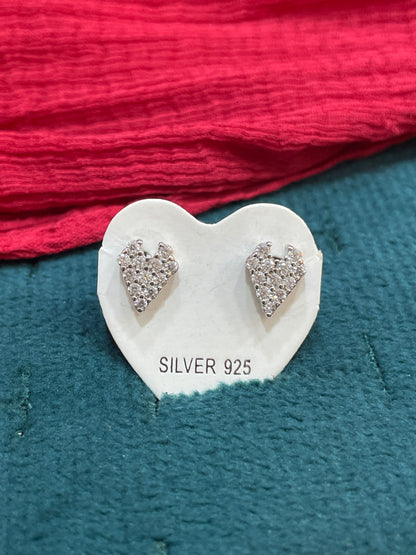 92.5 Silver Mini Heart Studs | Stylish Cute Design | Elegant Jewellery