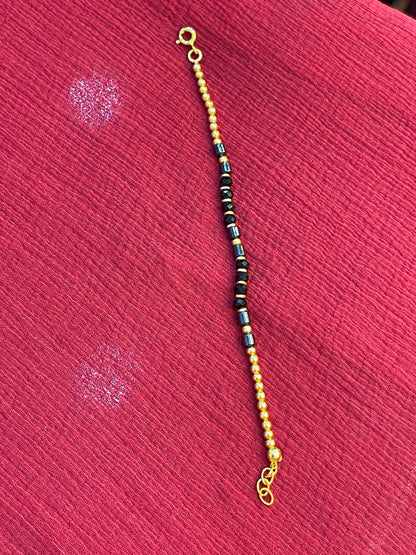 92.5 silver gold plated black beads kids anklets