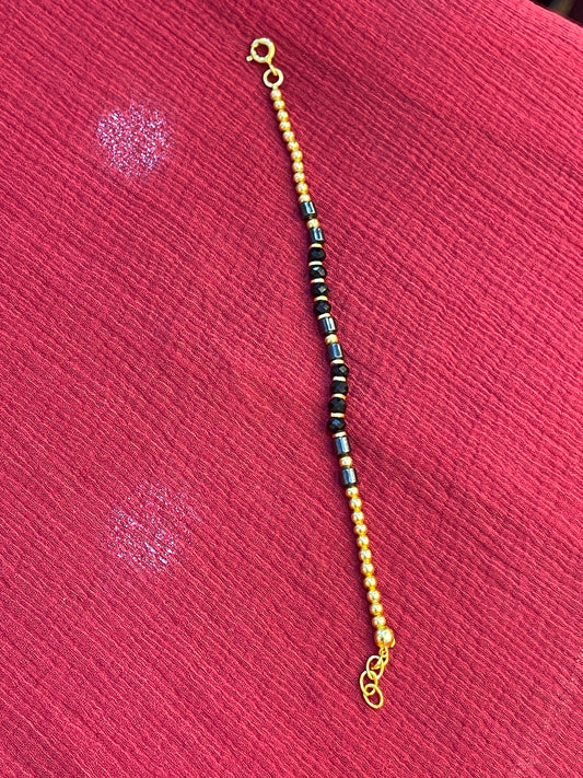92.5 silver gold plated black beads kids anklets