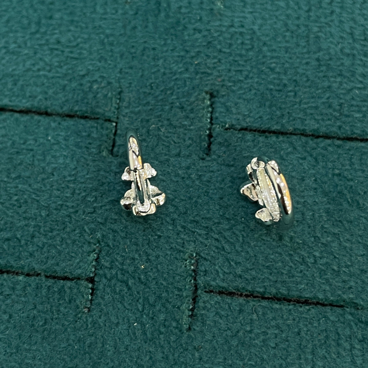 92.5 Silver Enamel Floral Huggie Hoop Earrings for Girls